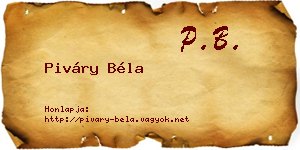 Piváry Béla névjegykártya